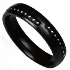 Stainless Steel Ring Black PVD with Steel Ball Chain Design